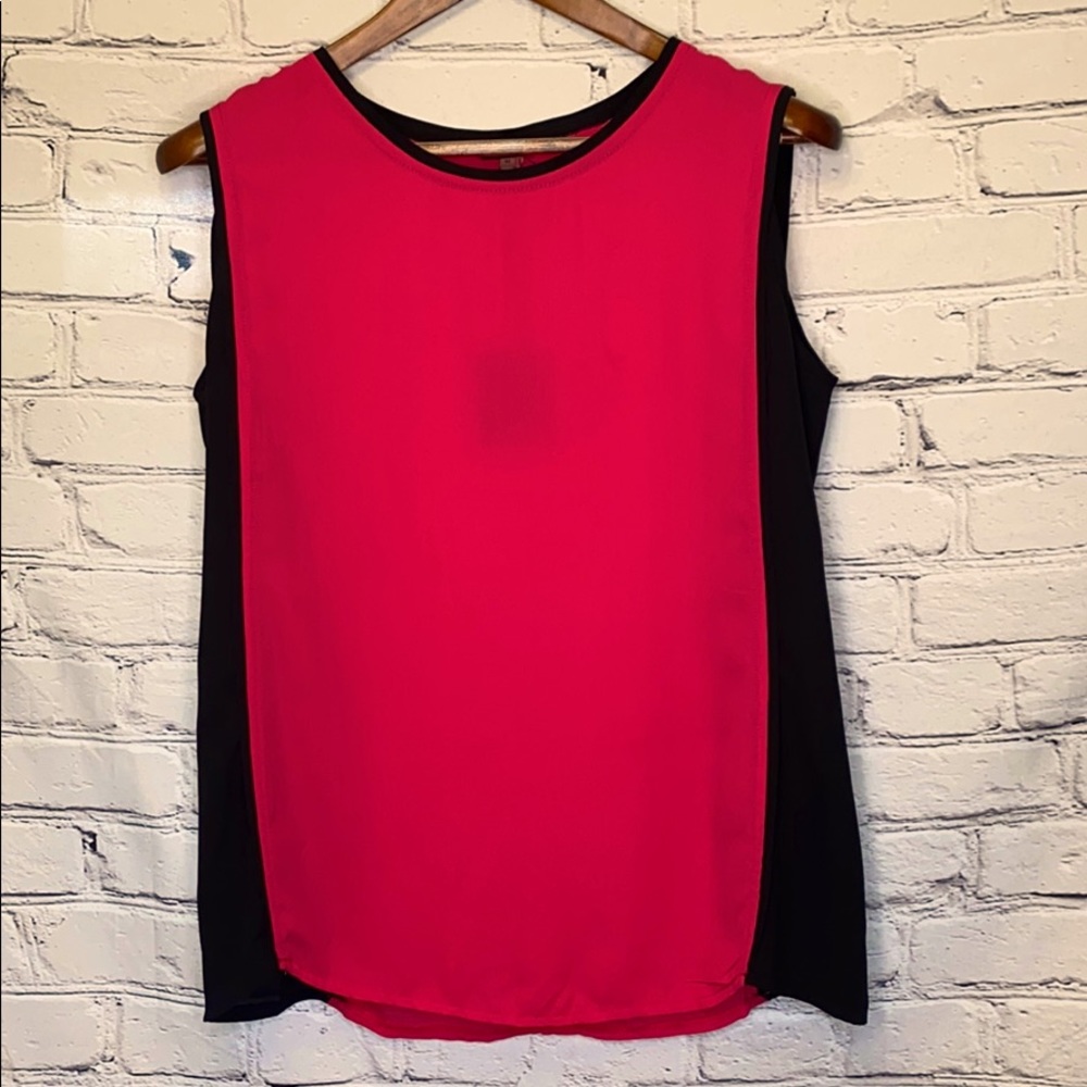 Milano Pink Black Color Block Sleeveless Blouse Size Medium